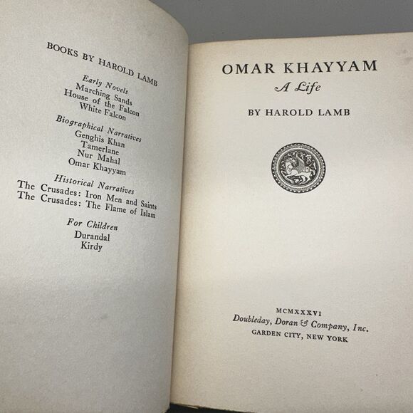 OMAR KHAYYAM, A LIFE by Harold Lamb HC 1936 Persian Author Biography - Picture 8 of 9